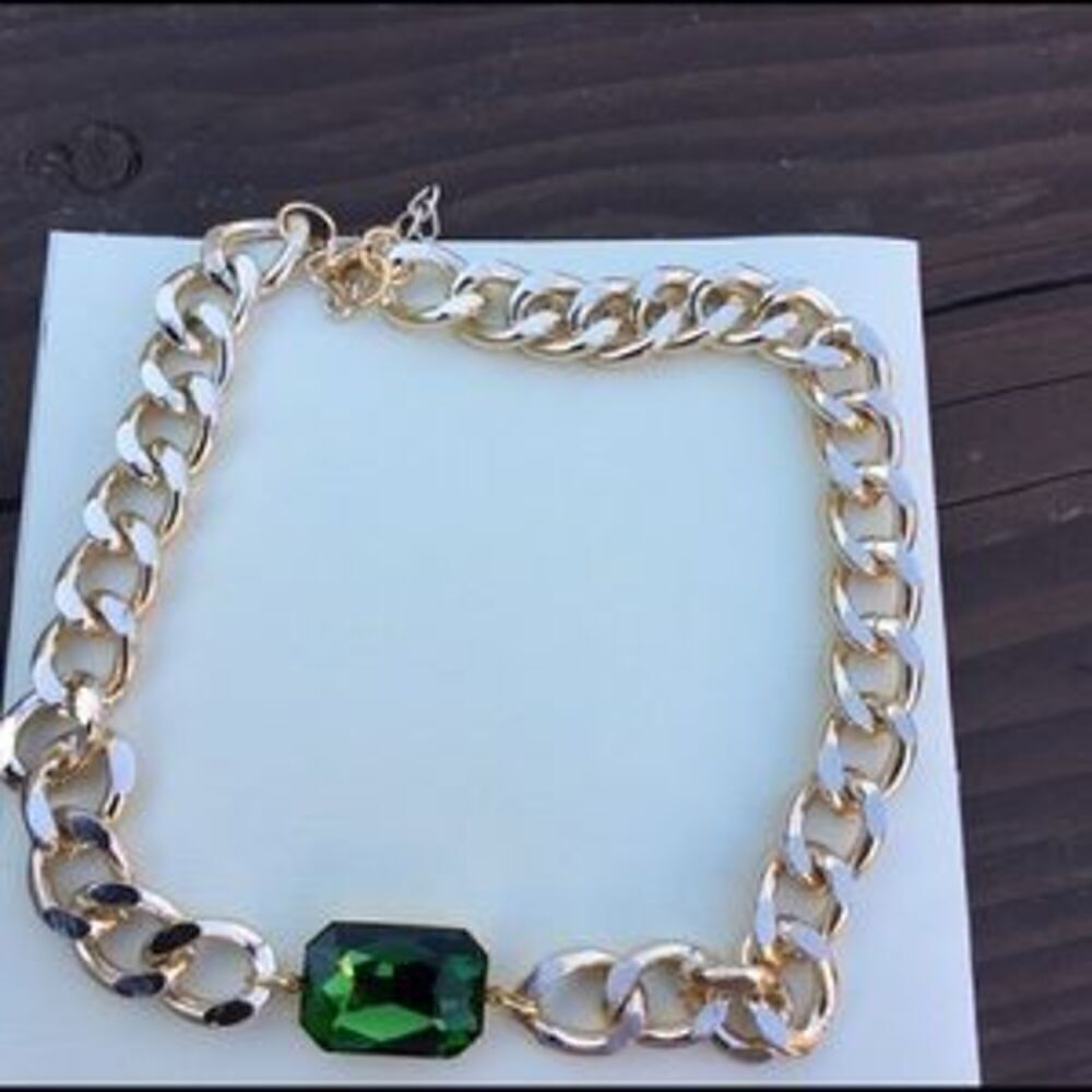 Gold Chain with green charm
